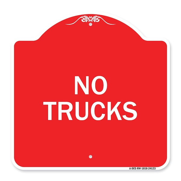Signmission Designer Series Sign-Driveway Sign No Trucks, Red & White Aluminum Sign, 18" x 18", RW-1818-24123 A-DES-RW-1818-24123 - main